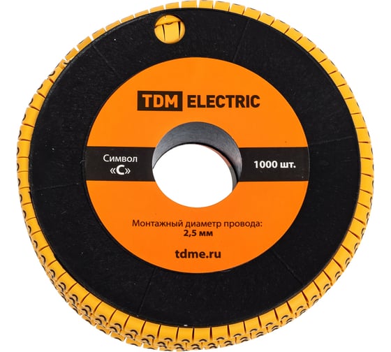 Изображение товара Маркер TDM ELECTRIC МК1 - 2,5мм, символ С, 1000шт/ролл SQ0511-0028
