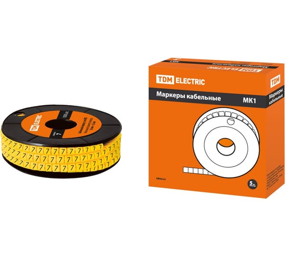 Изображение товара Маркер TDM ELECTRIC МК1 - 2,5мм, символ 7, 1000шт/ролл SQ0511-0022