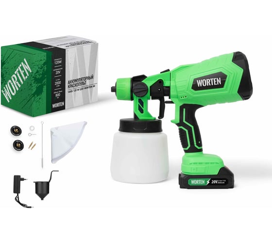 Изображение товара Аккумуляторный краскопульт, WORTEN 1х2 Ач, 120W 0,8л КА-90000336