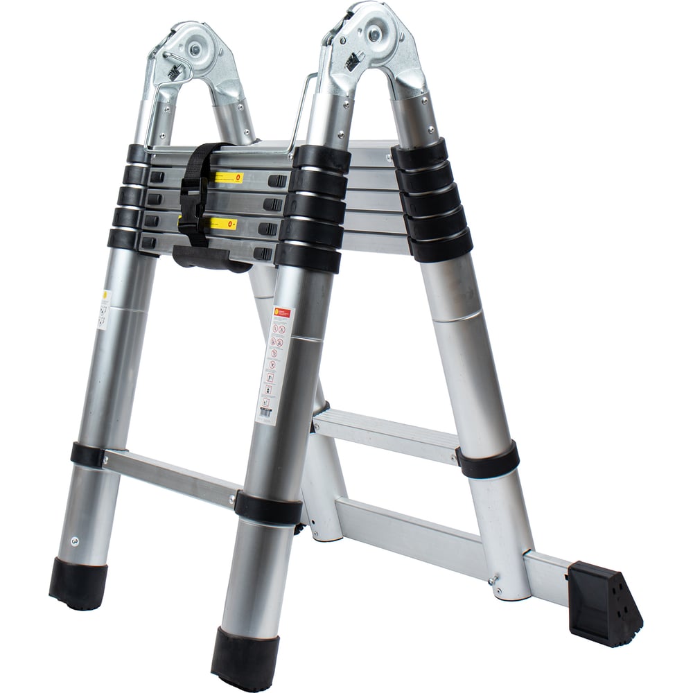 Изображение товара Телескопическая лестница ПОЛЕСАД 3,8 м 12 ступеней максимальная нагрузка 150 кг