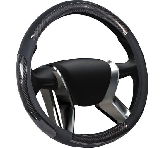 Изображение товара Оплетка на руль SENATOR Oregon нескользящая кожа, M, 38 см, карбон OPLS0401