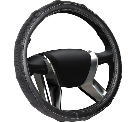 Изображение товара Оплетка на руль кожаная SENATOR California M, 38 см, черный OPLS1301