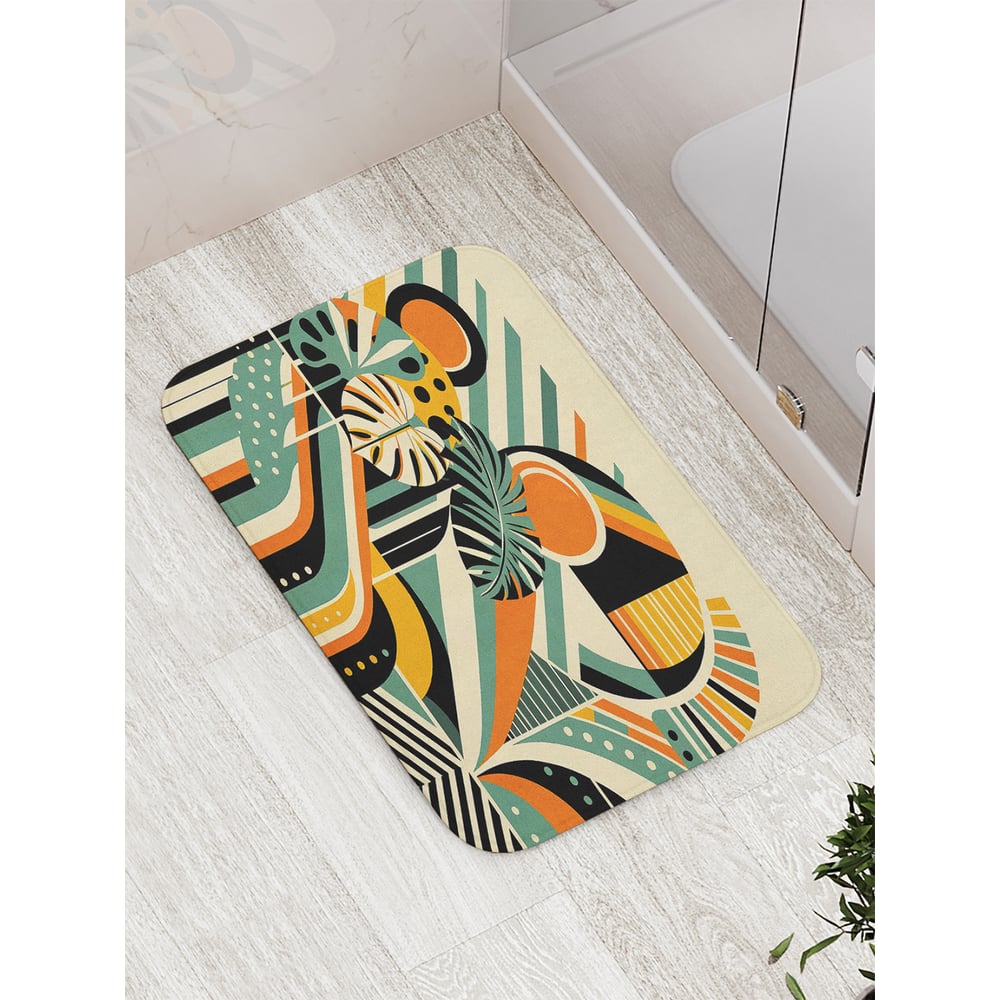 Изображение товара Коврик для ванной комнаты противоскользящий JOYARTY 52x77 см графика форм