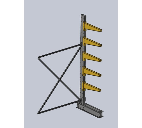 Изображение товара Дополнительная секция стеллажа Ирбис консольного Л одностороннего 2500х600х1500 - 5 уровней НФ-00002676