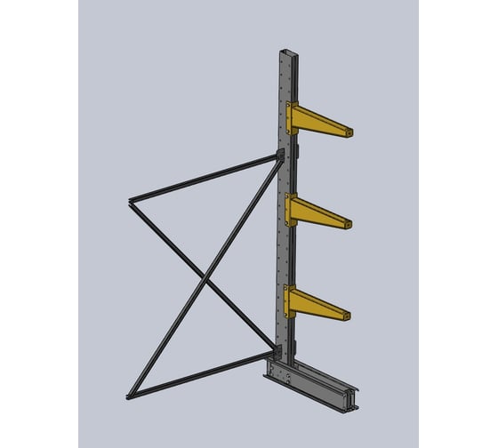 Изображение товара Дополнительная секция стеллажа Ирбис консольного Л одностороннего 2500х600х1500 - 3 уровня НФ-00002674
