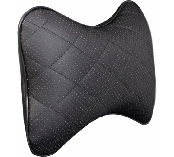 Изображение товара Подушка-косточка на подголовник автомобиля SIGER перфорированная экокожа ромб черная рkр002-b