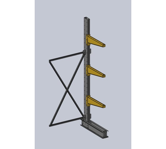 Изображение товара Дополнительная секция стеллажа Ирбис консольного Л одностороннего 2500х600х1000 - 3 уровня НФ-00002671