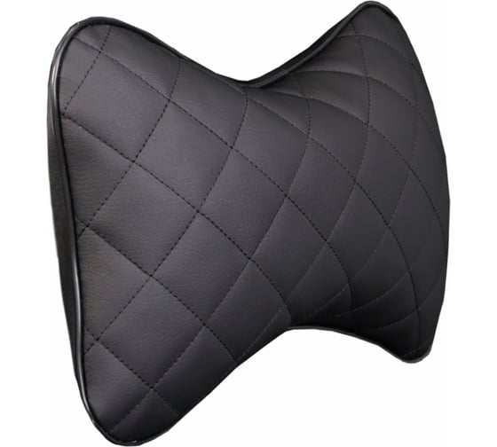 Изображение товара Подушка-косточка на подголовник автомобиля SIGER гладкая экокожа ромб черная pkg002-b