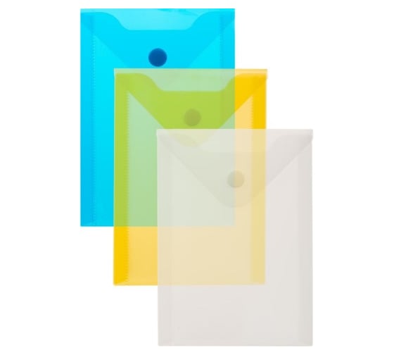 Изображение товара Папка-конверт Attache на кнопке А6, 105x148 мм, 180 мкм, ассорти, 10 шт в упаковке 1019527