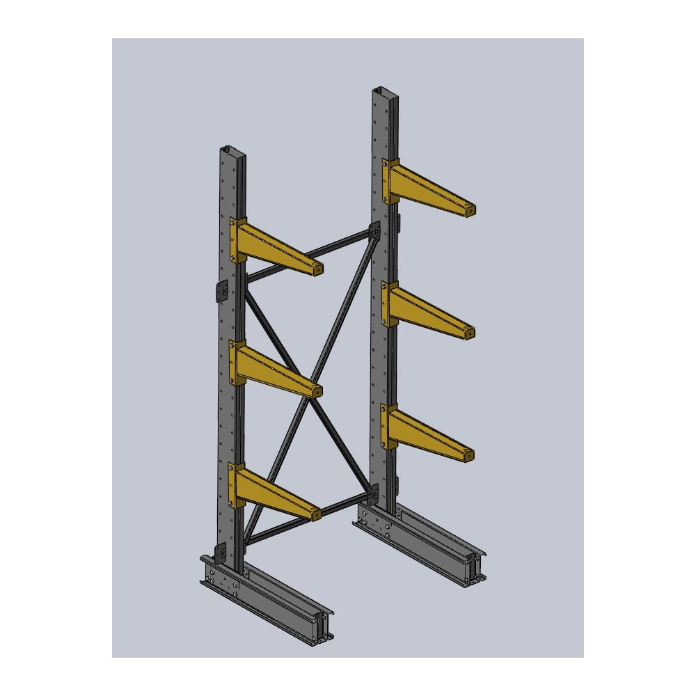 Изображение товара Стеллаж консольный Ирбис Л односторонний 2500х600х1000 - прочный стальной стеллаж для профессиональ