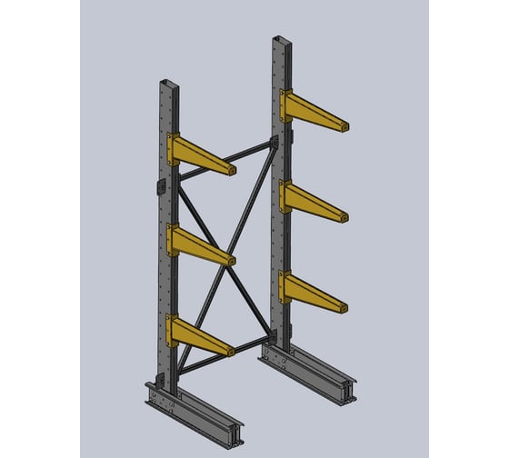 Изображение товара Стеллаж консольный Ирбис Л односторонний 2500х600х1000 - 3 уровня НФ-00002659
