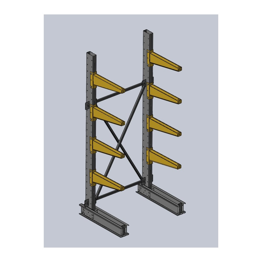 Изображение товара Консольный стеллаж Ирбис Л односторонний 2500х600х1000 профессиональный металл