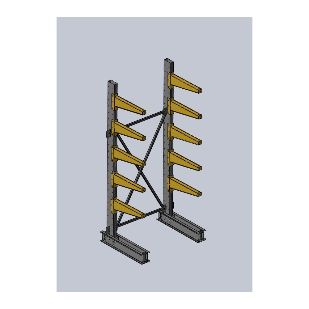 Изображение товара Стеллаж консольный Ирбис Л односторонний 2500х600х1000 - 5 уровней