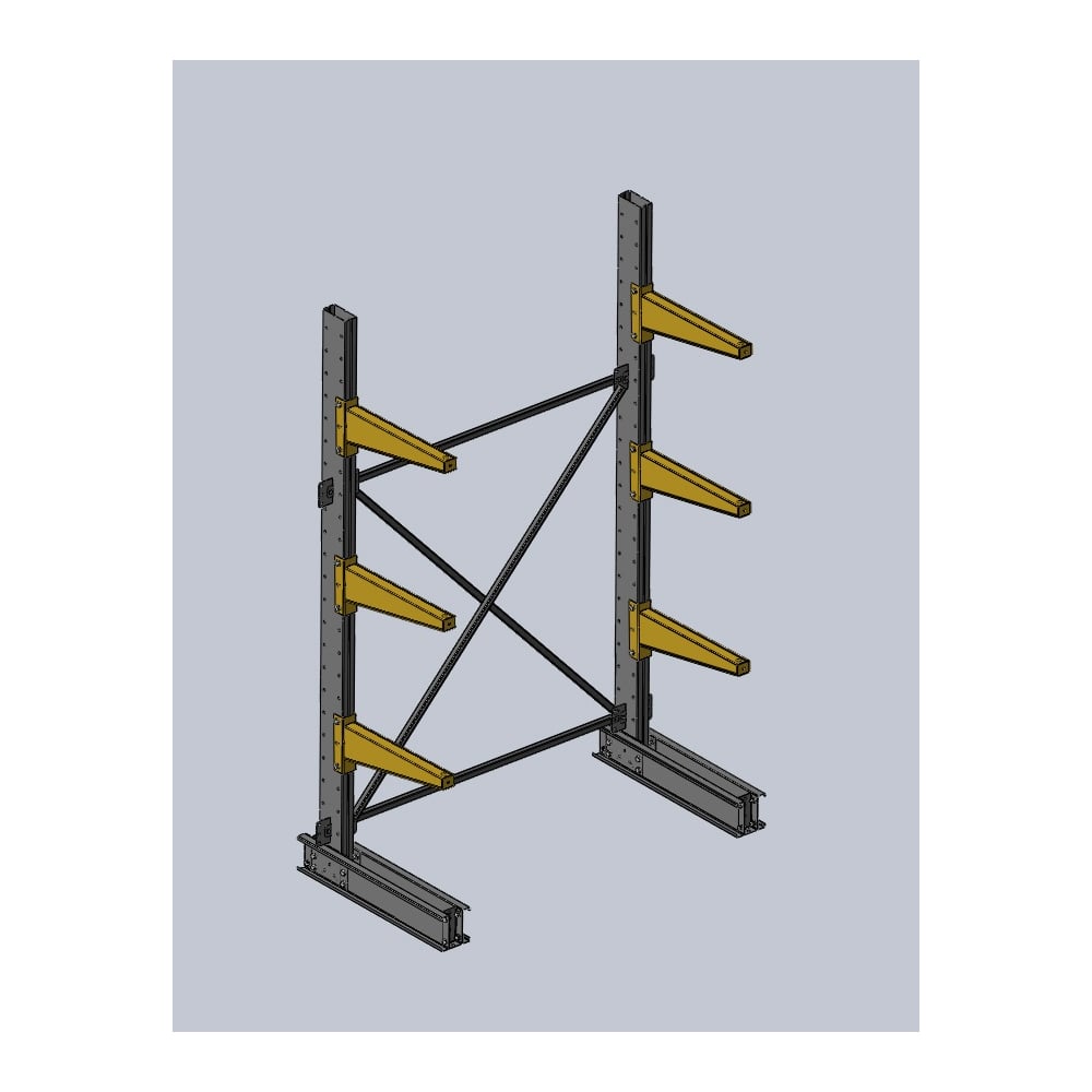 Изображение товара Стеллаж консольный Ирбис Л односторонний 2500х600х1500 3 уровня профессиональный