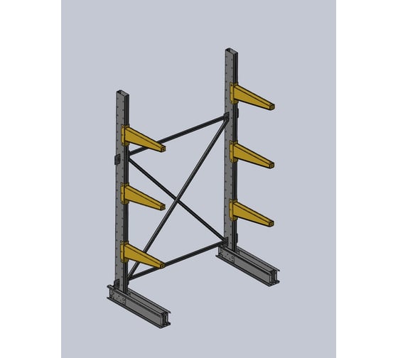 Изображение товара Стеллаж консольный Ирбис Л односторонний 2500х600х1500 - 3 уровня НФ-00002662