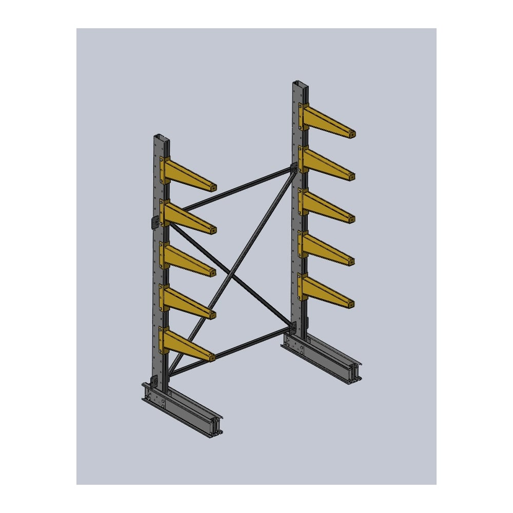 Изображение товара Стеллаж консольный Ирбис Л односторонний 2500х600х1500 профессиональный