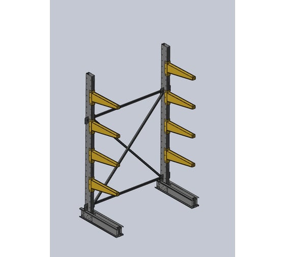 Изображение товара Стеллаж консольный Ирбис Л односторонний 2500х600х1500 - 4 уровня НФ-00002663