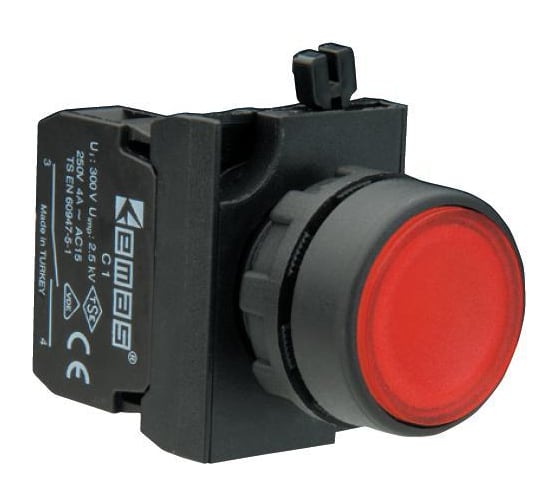 Изображение товара Нажимная кнопка Emas круглая красная 2НЗ CP202DK