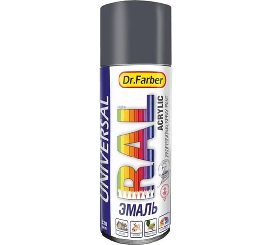 Изображение товара Краска MAV RAL 7024 графитовый серый Dr. Farber акриловая глянцевая 520 мл 250887