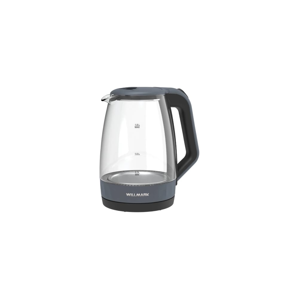 Изображение товара Чайник электрический Willmark WEK-1823G 1.8 л, поворот на 360, термостойкое стекло, световая индикация, 2200 Вт серо-черный 2001903