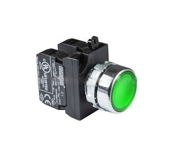 Изображение товара Нажимная кнопка Emas круглая зеленая 2НЗ CM202DY