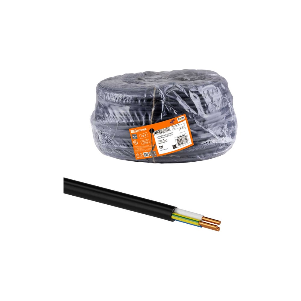 Изображение товара Кабель TDM ELECTRIC ППГнг(А)-FRHF 3x2,5 100м ГОСТ проводка электроснабжение