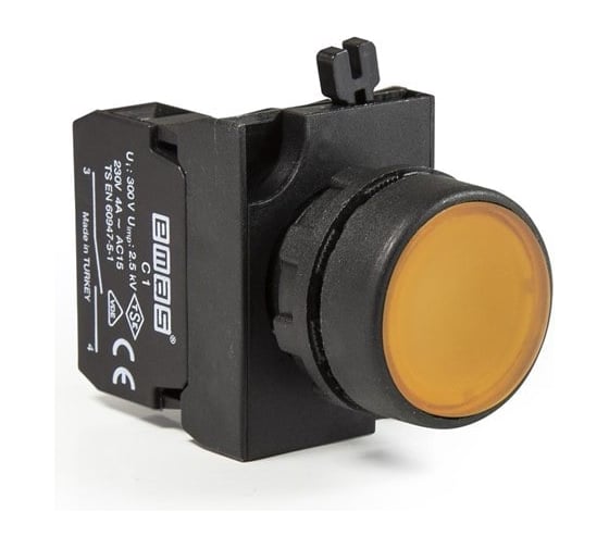 Изображение товара Нажимная кнопка Emas круглая желтая 2НО+2НЗ CP305DY