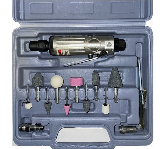 Изображение товара Шлифмашина прямая цанговая пневматическая BYAROSS с набором шлифовальных головок, диаметр цанги 3/6 мм, масса 0.38 кг FS40BK