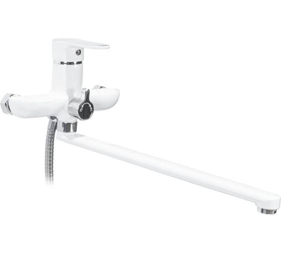 Изображение товара Смеситель для ванны DORON DВ 2144W-35L, шаровый, белый/хром, излив 350 мм, лейка 1 режим 016291