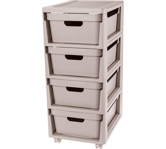 Изображение товара Комод Econova Luxe на колесах, 4 ящика, 300х385х690 мм светло-бежевый 43324673470