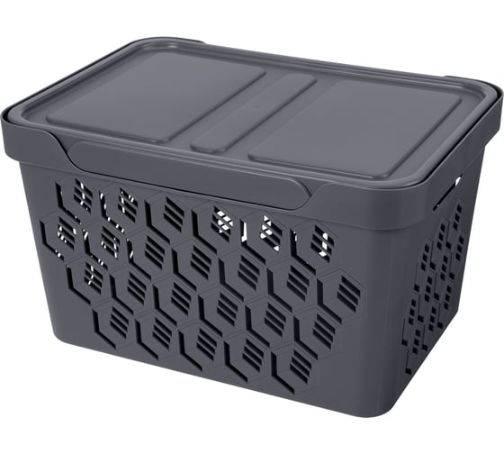 Изображение товара Универсальный ящик Econova Deluxe с крышкой, 380х276х220 мм, 18 л серый 433205911