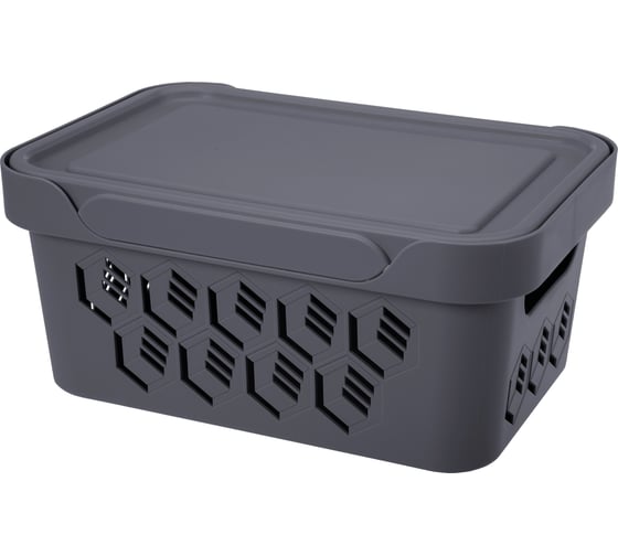 Изображение товара Универсальный ящик Econova Deluxe с крышкой, 270х190х120 мм, 4,6 л серый 433205511