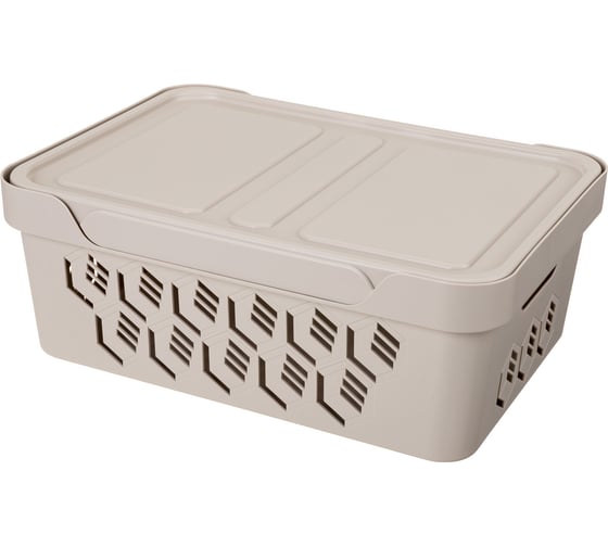 Изображение товара Универсальный ящик Econova Deluxe с крышкой, 380х276х140 мм, 12 л светло-бежевый 433205734