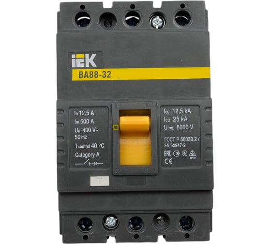 Изображение товара Автоматический выключатель IEK ВА88-32 3Р 12,5А 25кА SVA10-3-0012