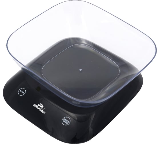 Изображение товара Весы кухонные Добрыня DO с чашей, 7 кг, черные 3022