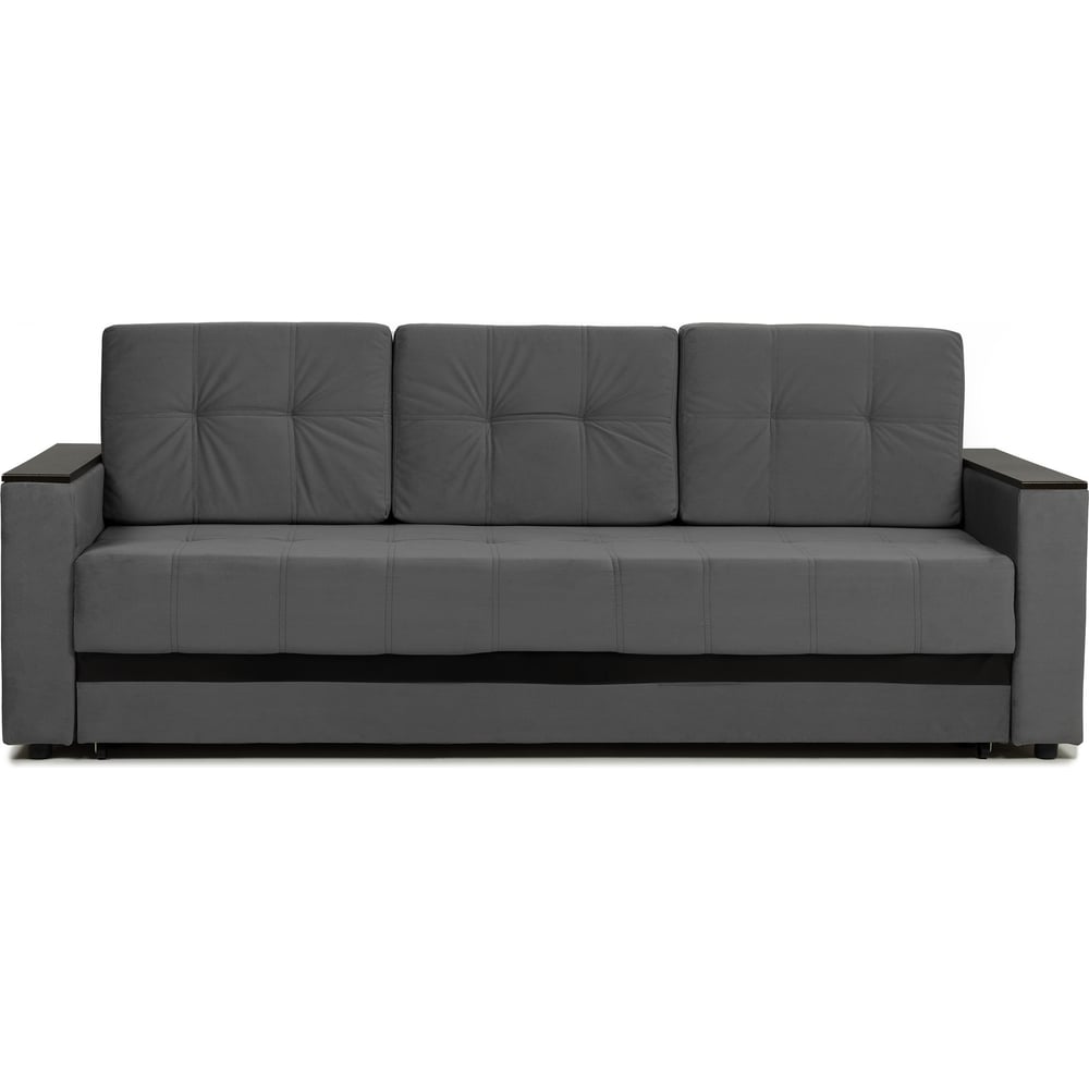 Изображение товара Диван-кровать Мичиган серый велюр с подлокотниками раскладной еврокнижка