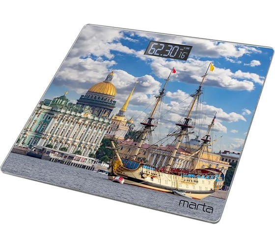 Изображение товара Напольные весы MARTA MT-1609 "Бриг на Неве" сенсор, встроенный термометр 41471