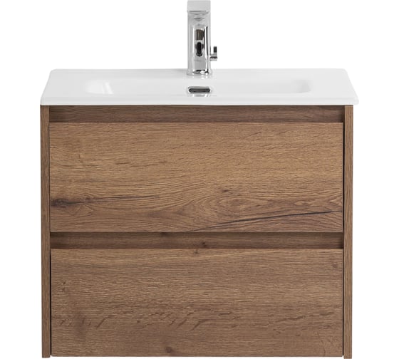 Изображение товара База под раковину BelBagno KRAFT 39 напольная, с фрезерованными ручками по всей длине фасада с двумя выкатными ящиками, Rovere Tabacco, 605x390x840, KRAFT39-600/390-2C-PIA-RT