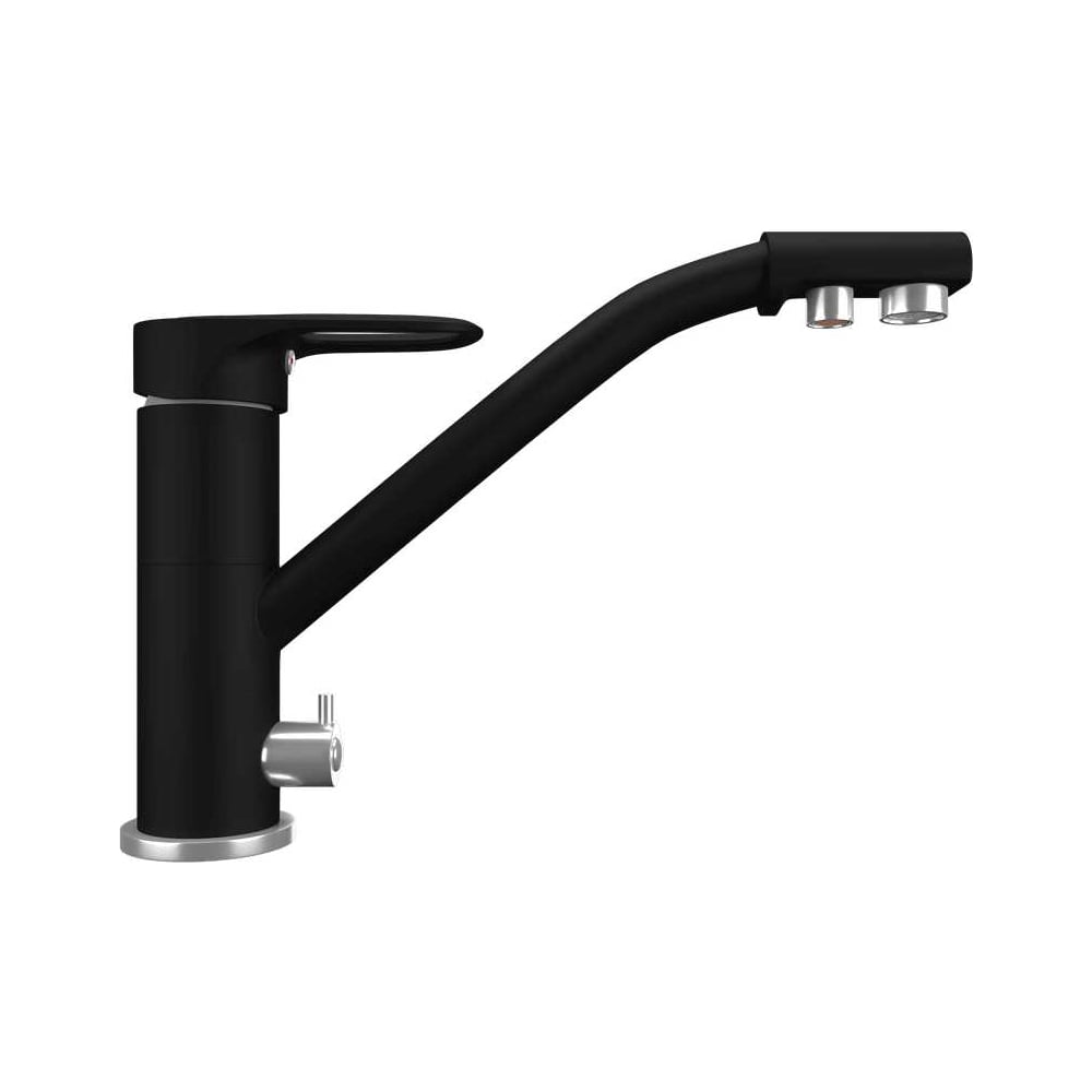 Изображение товара Кухонный смеситель MAUNFELD черный MFQT-10B с поворотным изливом и керамическим клапаном