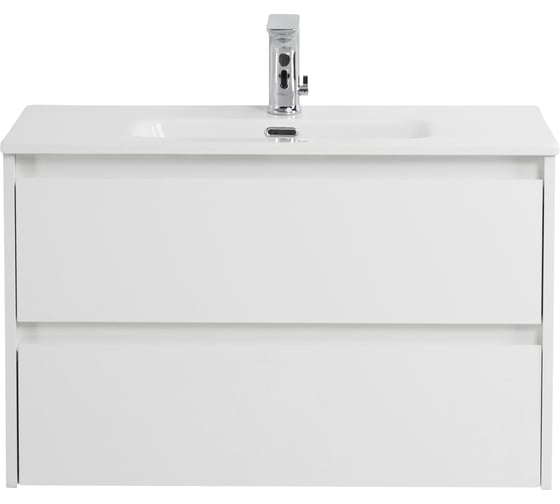 Изображение товара База под раковину BelBagno KRAFT 39 напольная, с фрезерованными ручками по всей длине фасада с двумя выкатными ящиками, BiancoOpaco, 805x390x840, KRAFT39-800/390-2C-PIA-BO