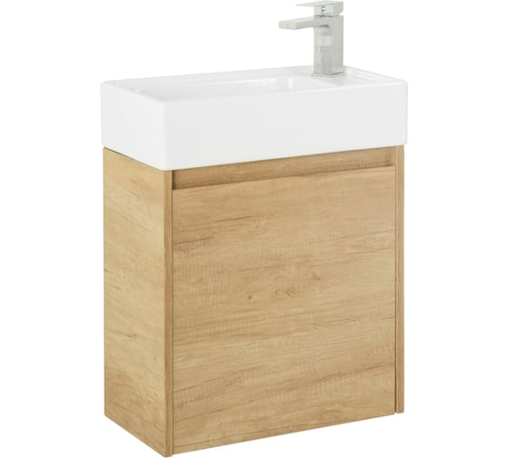 Изображение товара База под раковину BelBagno KRAFT MINI подвесная, с распашной дверцей, левосторонняя, Rovere Nebrasca Nature, 494x256x500, KRAFT MINI-500/260-1A-SO-RNN-L