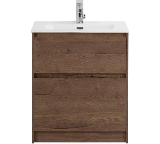 Изображение товара База под раковину BelBagno KRAFT напольная, с фрезерованными ручками по всей длине фасада с двумя выкатными ящиками, Rovere Tabacco, 600x460x840, KRAFT-600-2C-P KRAFT-600-2C-PIA-RT