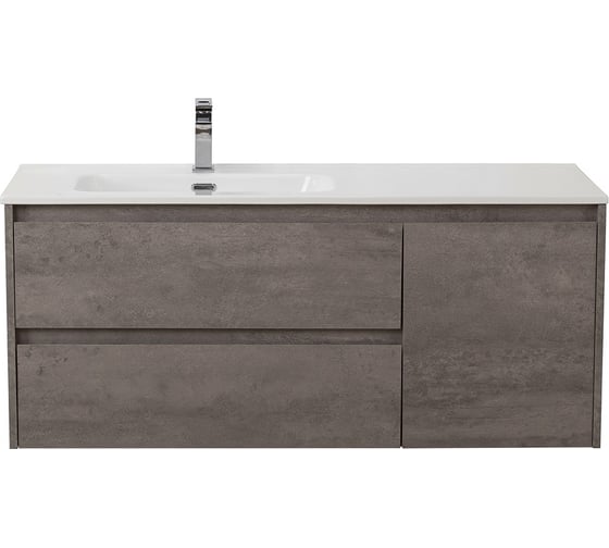 Изображение товара База под раковину BelBagno KRAFT подвесная, с двумя выкатными ящиками, одной распашной дверцей, левостороняя Cemento Grigio,1200x460x500, KRAFT-1200-2C-1A-SO-CG-L