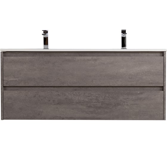 Изображение товара База под раковину BelBagno KRAFT подвесная, с двумя выкатными ящиками для раковины с двумя чашами, Cemento Grigio, 1200x460x500, KRAFT-1200-2C-SO-2-CG