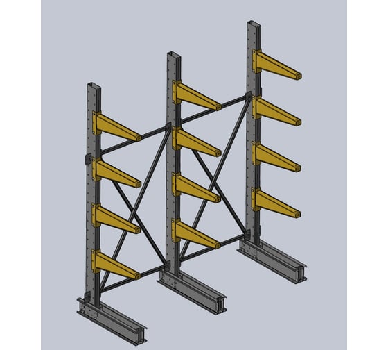 Изображение товара Стеллаж консольный Ирбис Л односторонний 2500х600х2000 - 4 уровня НФ-00002666