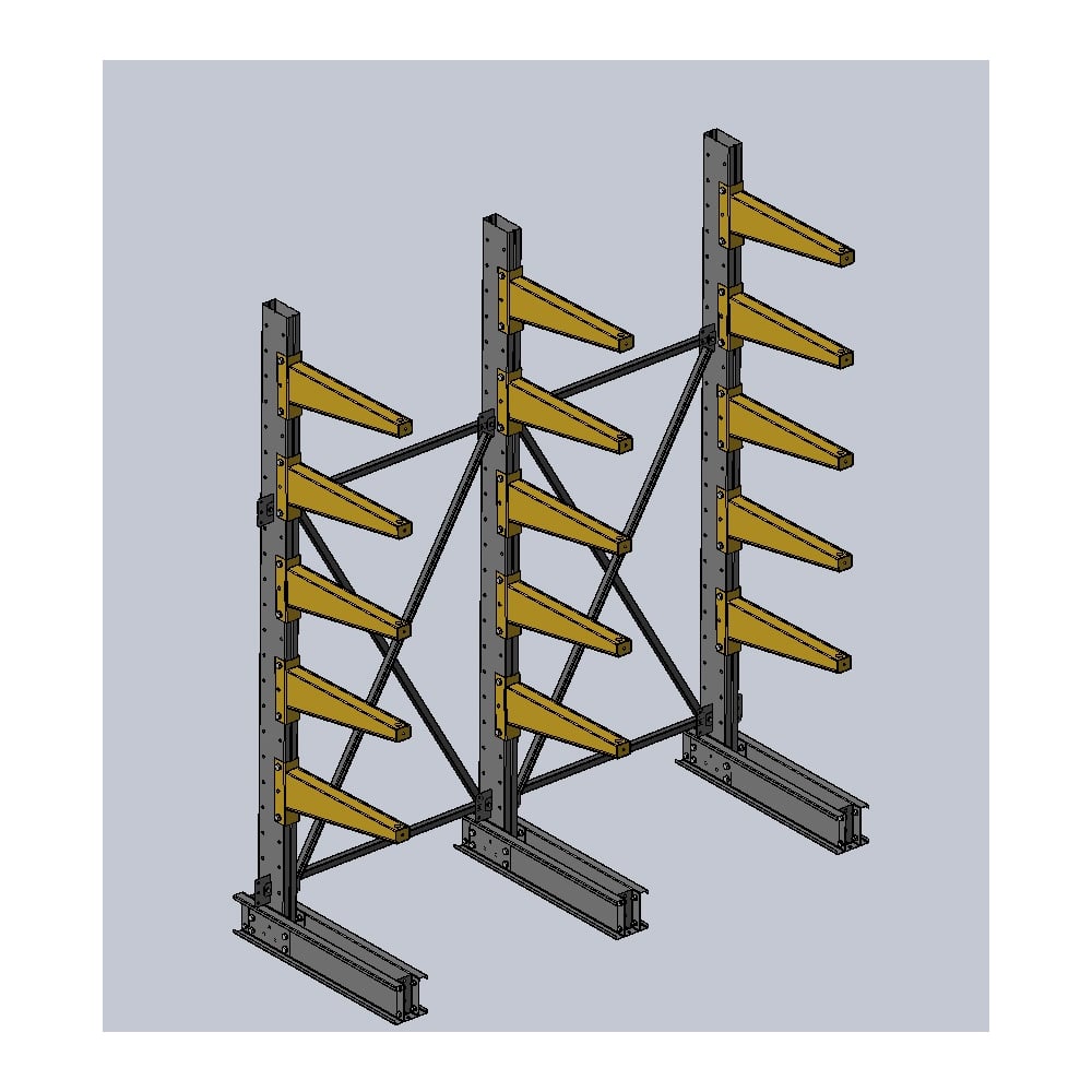 Изображение товара Консольный стеллаж Ирбис Л 2500х600х2000, 5 уровней, напольный