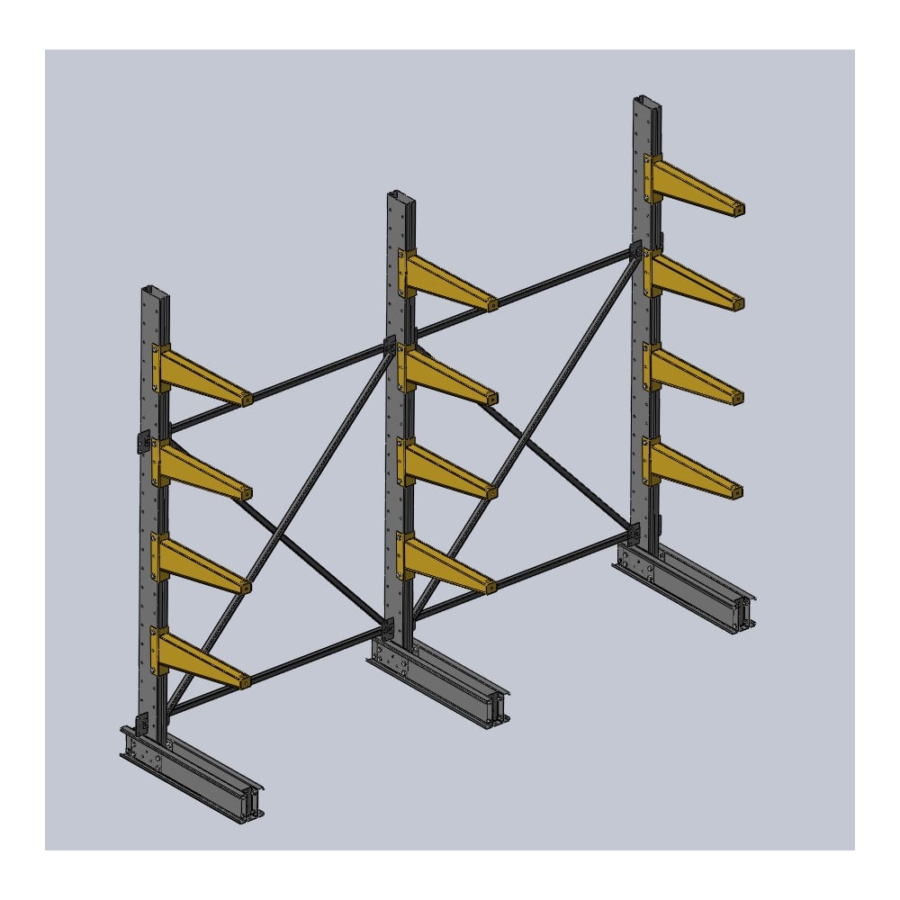 Изображение товара Стеллаж консольный Ирбис Л односторонний 2500х600х3000 выполнен из стали для профессионального хран