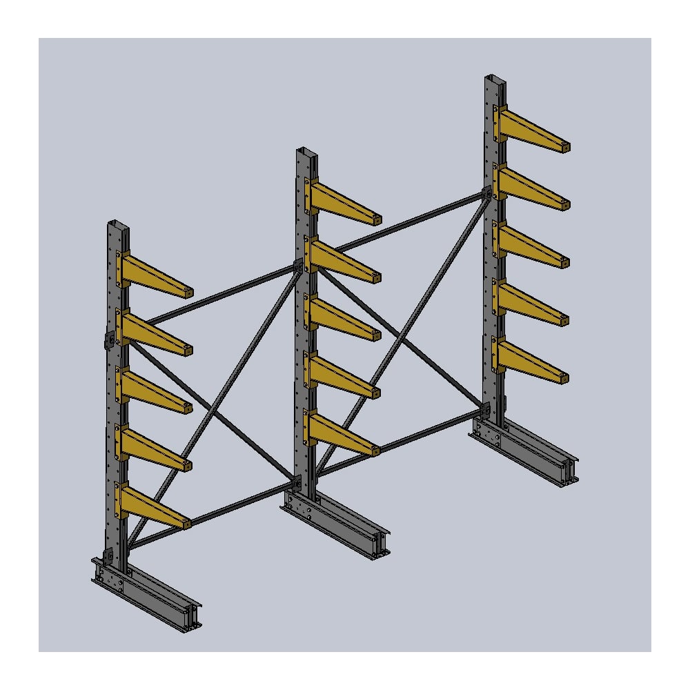 Изображение товара Стеллаж консольный Ирбис Л односторонний 2500х600х3000 - 5 уровней НФ-00002670
