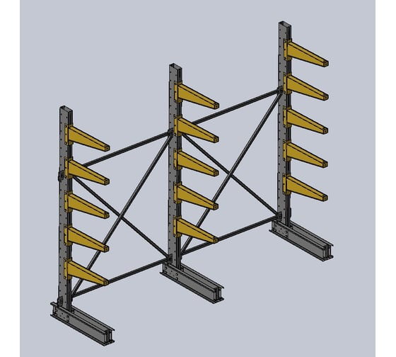 Изображение товара Стеллаж консольный Ирбис Л односторонний 2500х600х3000 - 5 уровней НФ-00002670