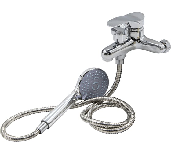 Изображение товара Смеситель стандарт однор. для ванны Dikalan переключатель кранбукса, лейка, шланг, настен, короткий гусак, 40мм 67-0-735